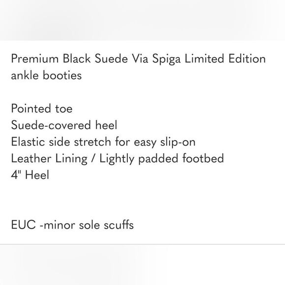 Via Spiga Luxe Suede Black Ankle Booties, Size 6 - Picture 13 of 13